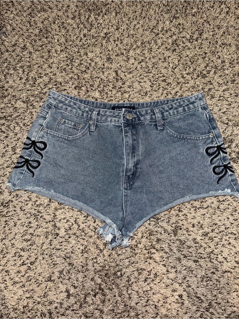 Aeropostale Vintage High-Rise Denim Shorty Shorts